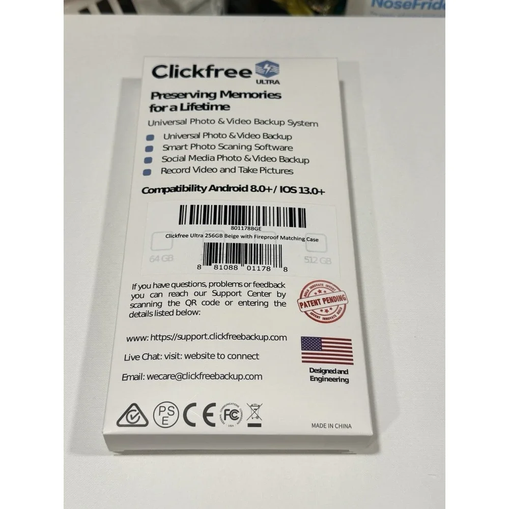 New Clickfree Ultra 256GB Universal Photo & Video Backup Device iPhone & Android
